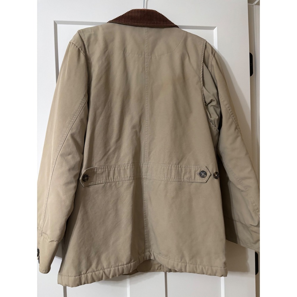 NY Classics Mens Tan Cotton Canvas Barn Jacket Corduroy Collar Plaid Lined Small - Picture 6 of 9